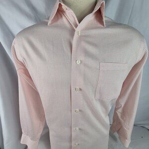 Kenneth Cole Reaction Mens Pink/White Checked L/S Dress Shirt Sz 16/16.5 - 34/35
